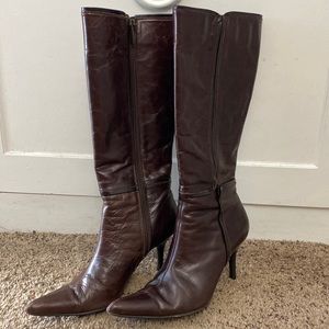 Tribeca by Kenneth Cole brown pointy toe knee high boot with heel size 7